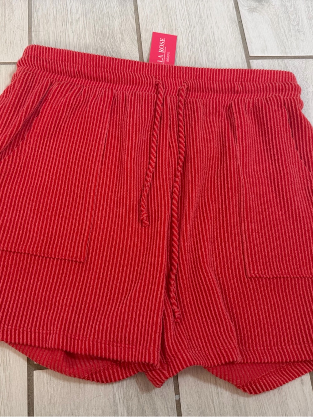 NWT Boutique Red Ribbed Shorts Size L